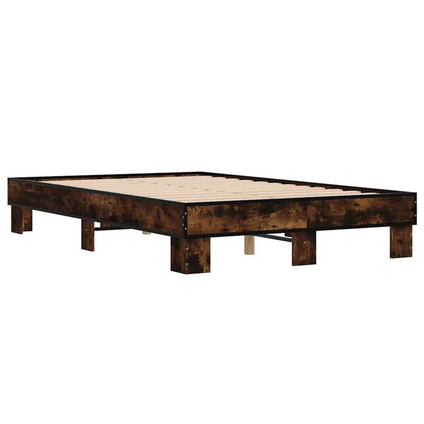 vidaXL Cadre de lit sans matelas ch&ecirc;ne fum&eacute; 140x190 cm