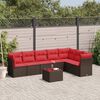 vidaXL Salon de jardin 8 pcs avec coussins marron résine tressée