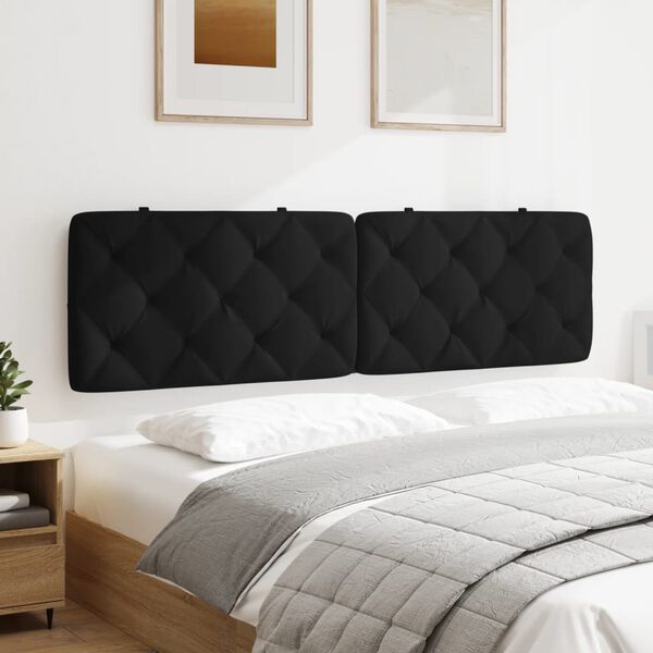 vidaXL Coussin de tête de lit noir 180 cm velours