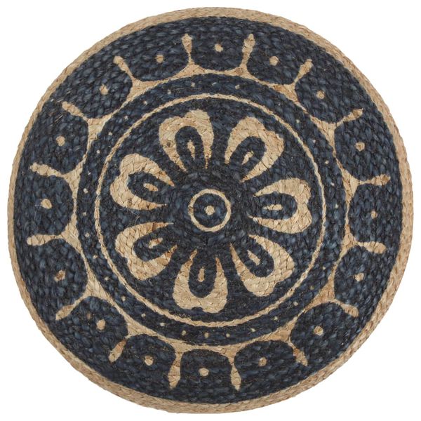 vidaXL Pouf fait à la main Bleu 45 x 30 cm Jute