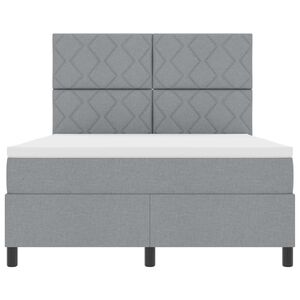 vidaXL Lit &agrave; ressorts avec matelas Gris clair 160 x 200 cm tissu