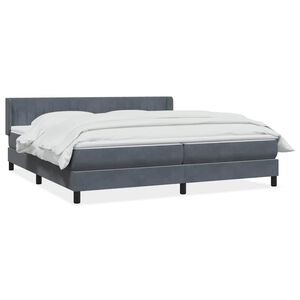 vidaXL Sommier &agrave; lattes de lit et matelas gris fonc&eacute; 180x220cm velours