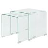vidaXL Ensemble de tables gigognes 2 Pièces Verre trempé Transparent