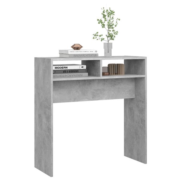 vidaXL Table console gris béton 78x30x80 cm bois d'ingénierie