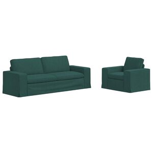 vidaXL Ensemble de Canap&eacute;s 2 pc Vert fonc&eacute; tissu