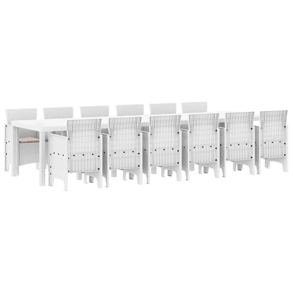 vidaXL Ensemble de salle à manger pour jardin 13 pcs Blanc Rattan Polt