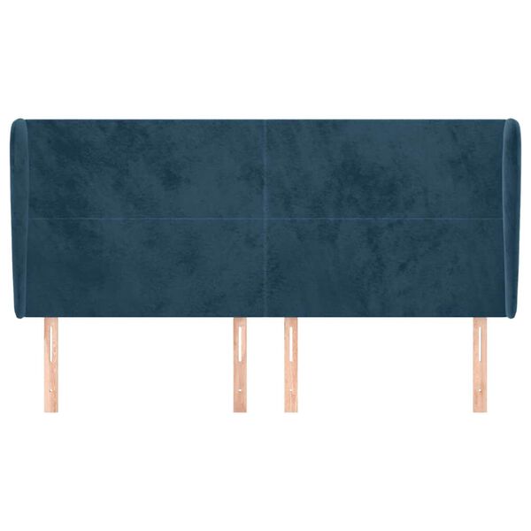 vidaXL T&ecirc;te de lit avec oreilles Bleu fonc&eacute; 203x23x118/128 cm Velours