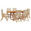 vidaXL Ensemble à manger de jardin 7 pcs beige rotin et bois massif