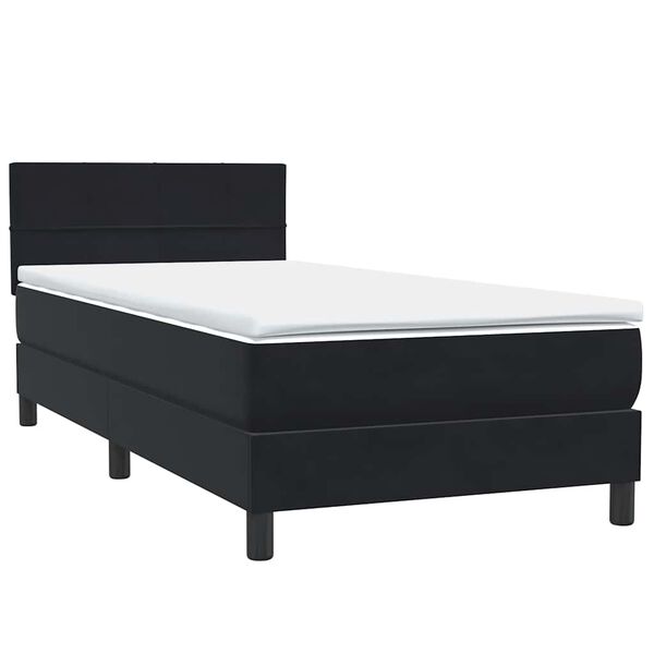 vidaXL Sommier &agrave; lattes de lit avec matelas noir 80x210 cm velours