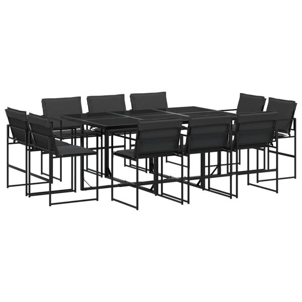 vidaXL Ensemble à manger de jardin avec coussins 11 pcs noir textilène