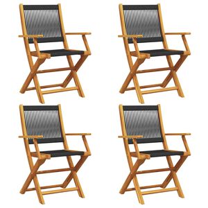 vidaXL Chaises de jardin pliantes lot de 4 noir bois d'acacia massif