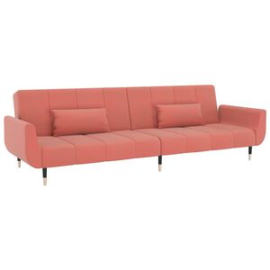 vidaXL Canap&eacute;-lit &agrave; 2 places avec deux oreillers Rose Velours