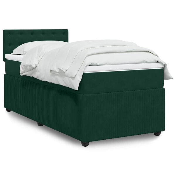 vidaXL Sommier &agrave; lattes de lit et matelas Vert fonc&eacute; 80x200 cm Velours