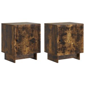 vidaXL Cabinet de chevet 2 pc Ch&ecirc;ne fum&eacute; 43 x 34,5 x 50 cm