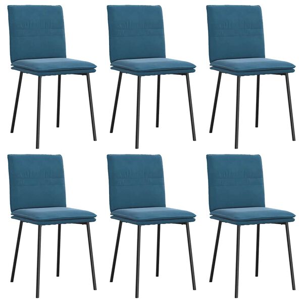 vidaXL Chaises &agrave; manger lot de 6 bleu velours