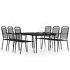 vidaXL Ensemble &agrave; manger de jardin 7 pcs Noir