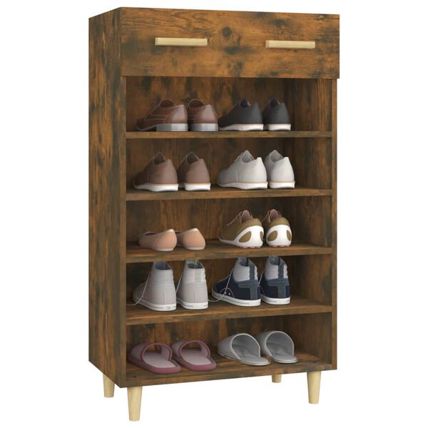 vidaXL Meuble à chaussures Chêne fumé 60x35x105 cm Bois d'ingénierie
