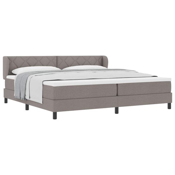 vidaXL Lit &agrave; ressorts avec matelas Taupe 200 x 200 cm tissu