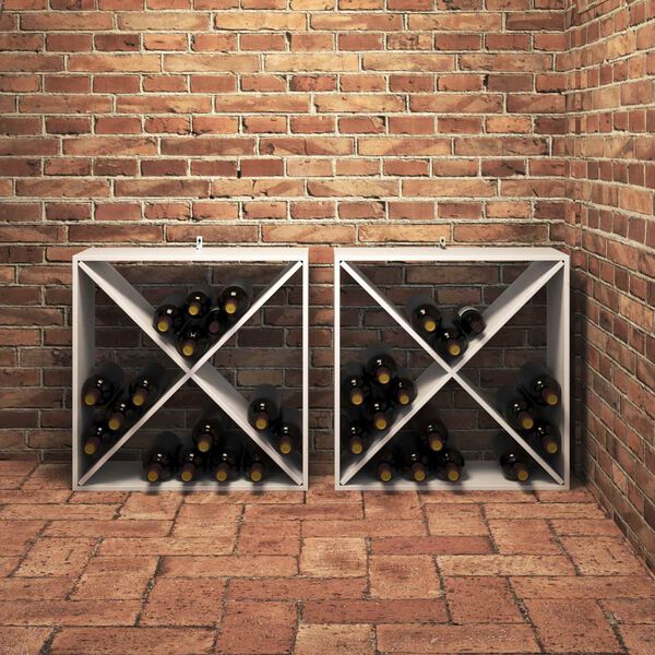 vidaXL &Eacute;tag&egrave;re &agrave; vin 2 pcs Blanc 62 x 25 x 62 cm Pin massif