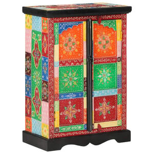 vidaXL Buffet peint &agrave; la main avec portes 53x30x75 cm Bois de manguier