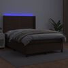 vidaXL Sommier &agrave; lattes de lit matelas LED Marron 140x190cm Similicuir