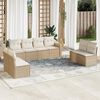 vidaXL Salon de jardin avec coussins 9 pcs beige r&eacute;sine tress&eacute;e