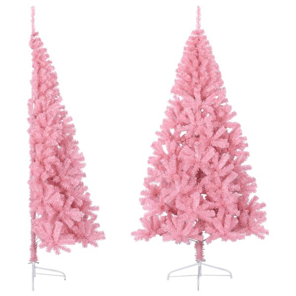 vidaXL Demi sapin de No&euml;l artificiel avec support Rose 240 cm PVC