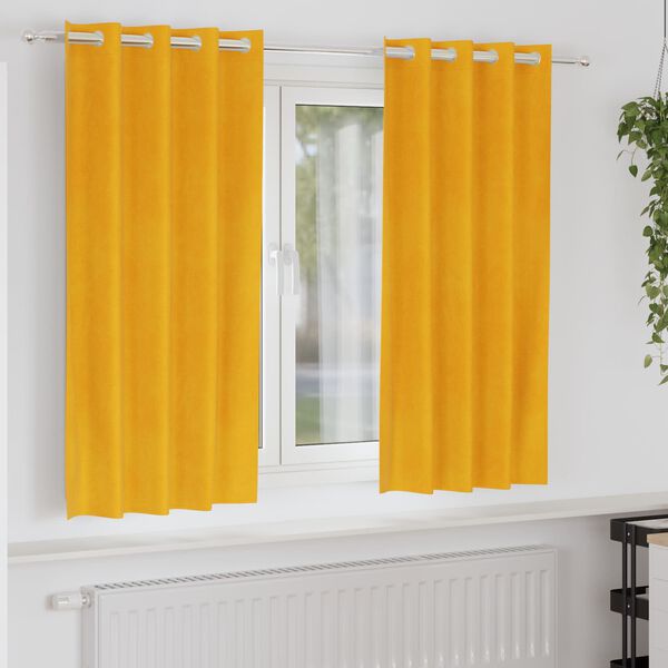 vidaXL Rideaux occultants 2 pcs Jaune moutarde 140 x 175 cm Velours