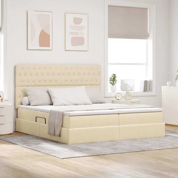 vidaXL Lit de Rangement Cr&egrave;me 180 x 200 cm Cuir synth&eacute;tique