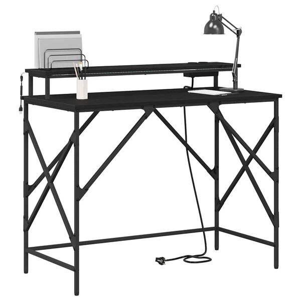 vidaXL Bureau Ch&ecirc;ne noir 100 x 50 x 86,5 cm Bois d'ing&eacute;nierie