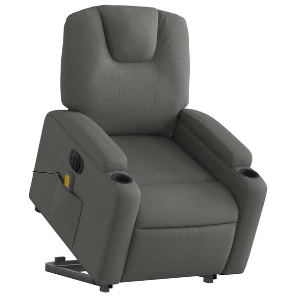 vidaXL Fauteuil inclinable de massage &eacute;lectrique Gris fonc&eacute; Tissu