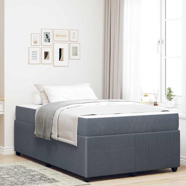 vidaXL Cadre de lit avec matelas Gris fonc&eacute; 120 x 200 cm Velours