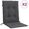 vidaXL Coussins de chaise &agrave; dossier bas lot de 2 anthracite m&eacute;lang&eacute;
