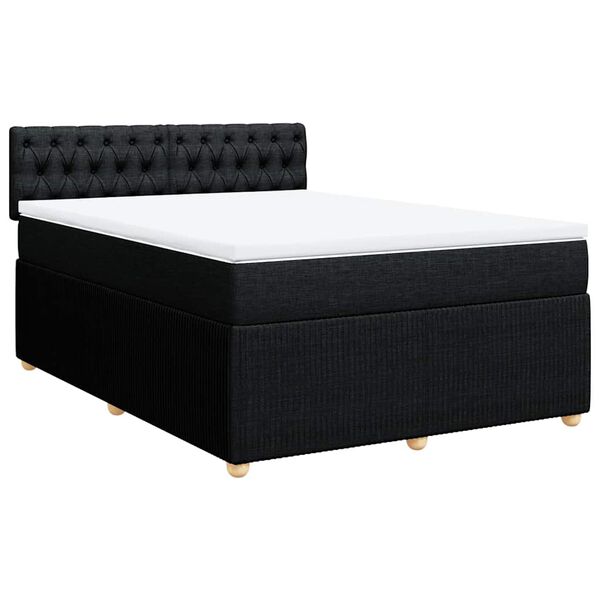 vidaXL Sommier &agrave; lattes de lit avec matelas Noir 160x200 cm Tissu