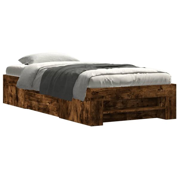 vidaXL Cadre de lit sans matelas chêne fumé 75x190cm bois d'ingénierie