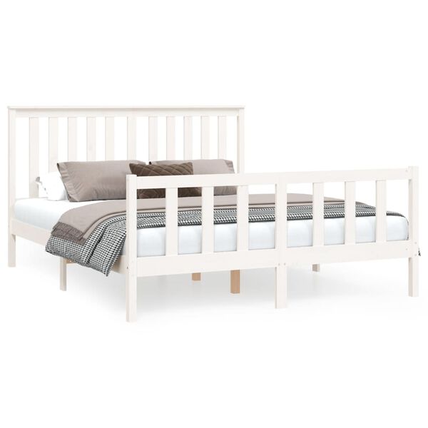 vidaXL Cadre de lit sans matelas blanc 160x200 cm bois de pin massif