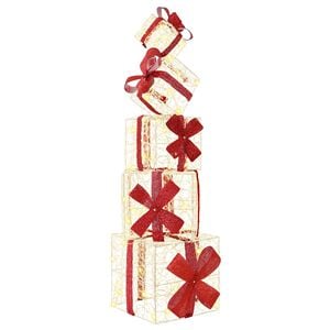 vidaXL Bo&icirc;te cadeau d&eacute;coration de No&euml;l 5 pc 125 LED Blanc chaud