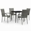 vidaXL Ensemble &agrave; manger de jardin 5 pcs Gris et noir