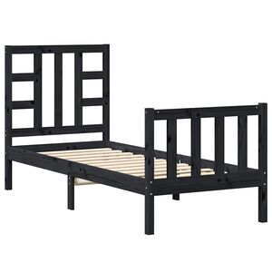 vidaXL Cadre de lit sans matelas noir bois de pin massif