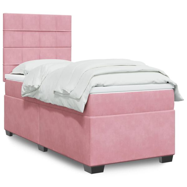 vidaXL Sommier &agrave; lattes de lit et matelas Rose 80x200 cm Velours
