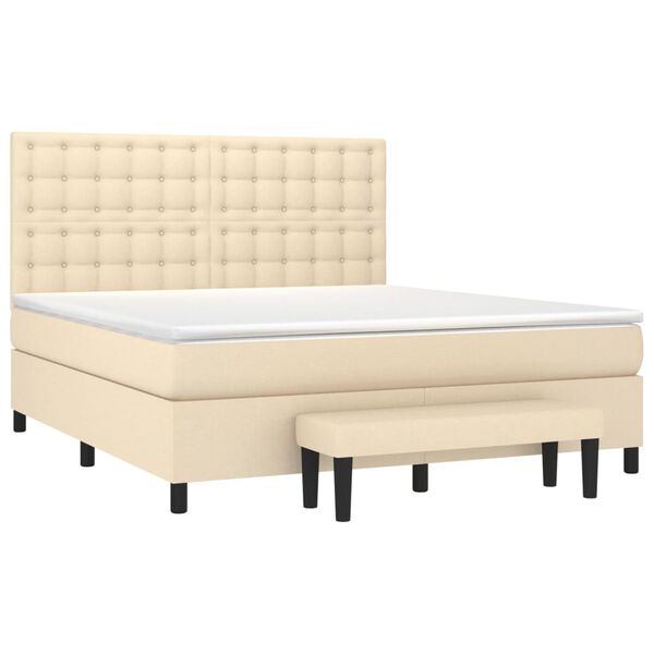vidaXL Sommier &agrave; lattes de lit avec matelas Cr&egrave;me 160x200 cm Tissu