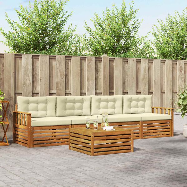 vidaXL Ensemble de canap&eacute;s d'ext&eacute;rieur 5 pcs Naturel et Cr&egrave;me