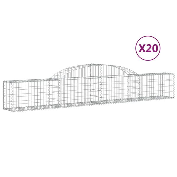 vidaXL Paniers &agrave; gabions arqu&eacute;s 20 pcs 300x30x40/60 cm fer galvanis&eacute;
