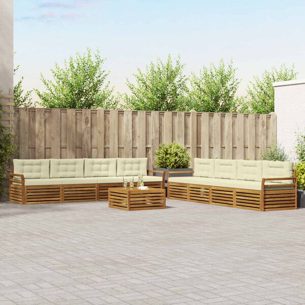 vidaXL Ensemble de canap&eacute;s d'ext&eacute;rieur 9 pcs Naturel et Cr&egrave;me