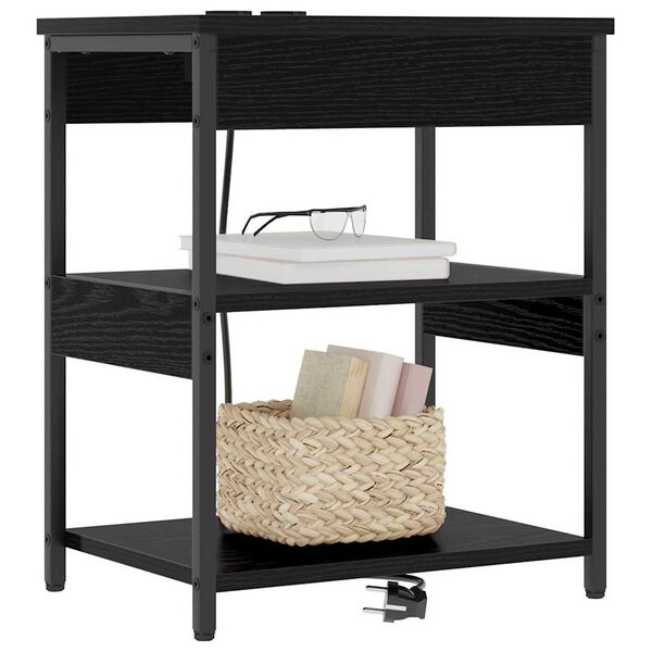 vidaXL Cabinet de chevet Ch&ecirc;ne noir 41 x 31 x 51 cm Bois d'ing&eacute;nierie