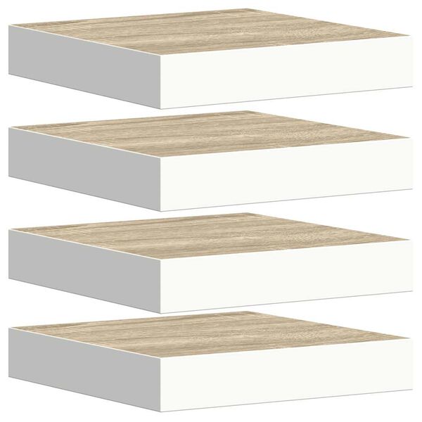 vidaXL &Eacute;tag&egrave;res murales 4 pcs Ch&ecirc;ne et blanc 23x23,5x3,8 cm MDF