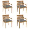 vidaXL Chaises Batavia avec coussins lot de 4 Bois de teck solide