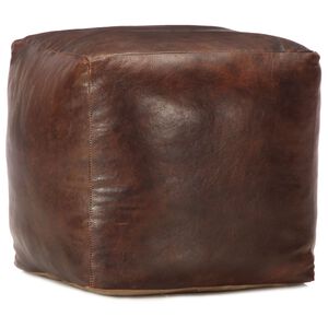 vidaXL Pouf 40 x 40 x 40 cm Marron fonc&eacute; Cuir v&eacute;ritable de ch&egrave;vre