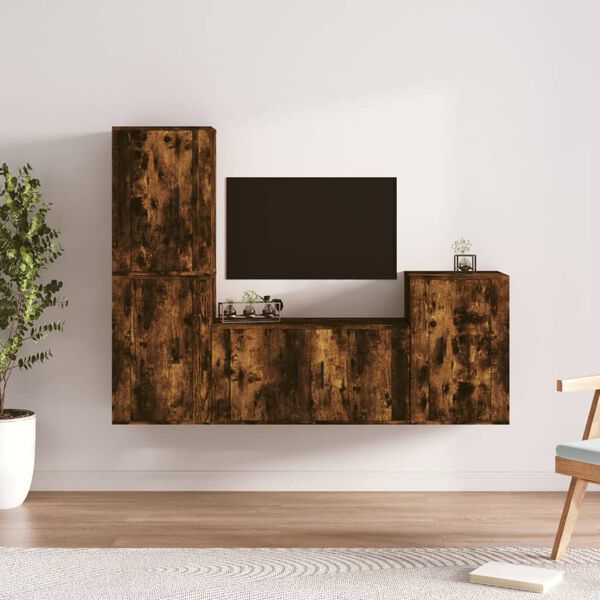 vidaXL Ensemble de meubles TV 4 pcs Ch&ecirc;ne fum&eacute; Bois d'ing&eacute;nierie