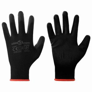 vidaXL Gants de Travail 12 pc Noir 7 / S Polyester